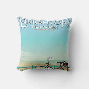 Cojín Decorativo Cartel de viaje vintage de Brighton, East Sussex.