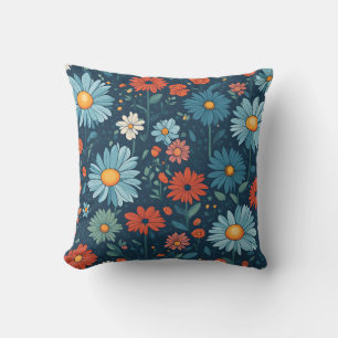 Cojín Decorativo Cartel Floral Azul