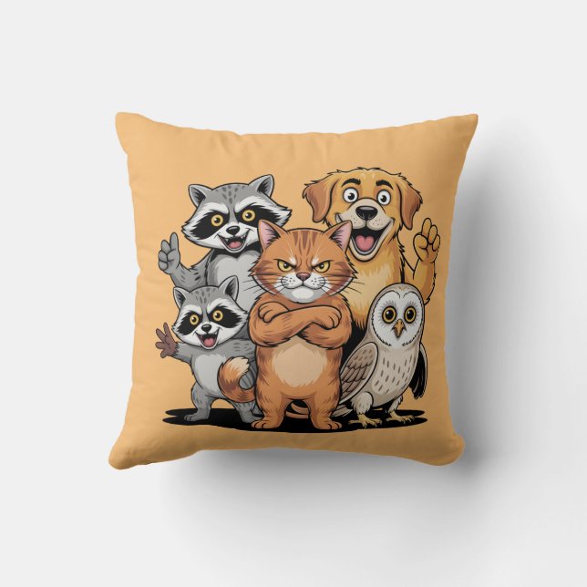 Cojín Decorativo Cartoon Animal Friends Team Illustration (Reverso)