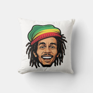 Cojín Decorativo Cartoon de Bob Marley con rastas inspirado en drea