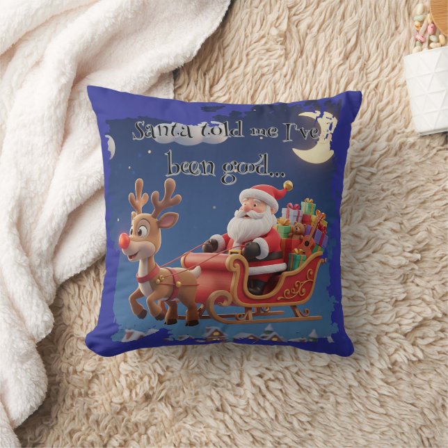Cojín Decorativo Cartoon Santa Sleigh Winter Throw Pillow (Manta)