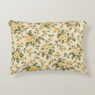 Cojín Decorativo Casa de Campo Amarilla Vintage en Flor