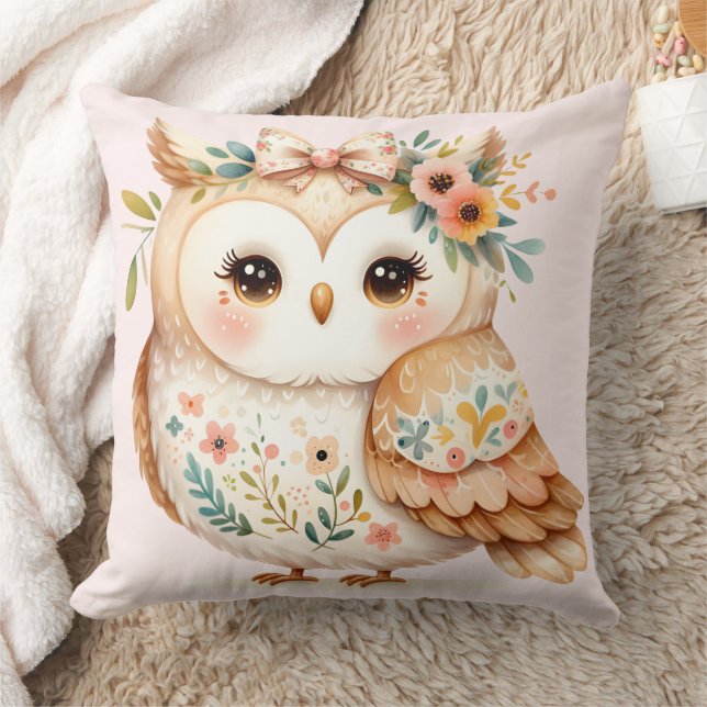 Cojín Decorativo Casa de Campo Boho Encanto de Lechuza Floral (Manta)