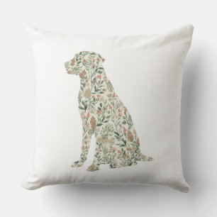 Cojín Decorativo Casa de Campo de Flores Silvestres con Labrador Re