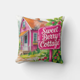 Cojín Decorativo Casa de Campo de Frambuesa "Sweet Berry Cottage"