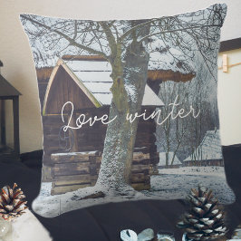 Cojín Decorativo Casa de campo en la nieve