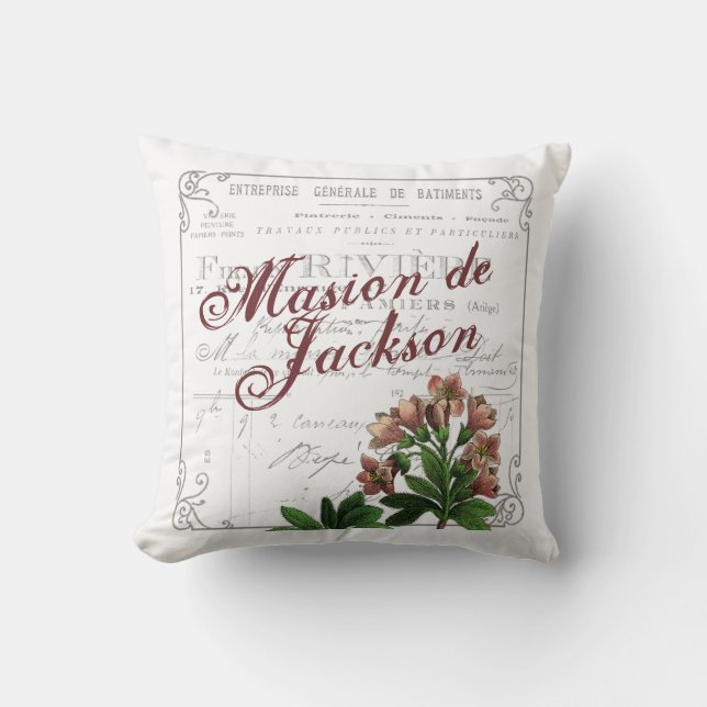 Cojín Decorativo Casa de campo francesa antigua (Anverso)