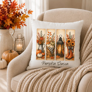 Cojín Decorativo Casa de Campo Rústica Temporada de Calabaza Otoño