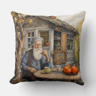 Cojín Decorativo Casa de campo té de la mañana anciano