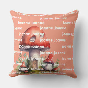 Cojín Decorativo Casa de champiñones nombre personalizado caprichos