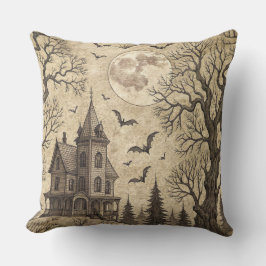 Cojín Decorativo Casa de época y luna llena