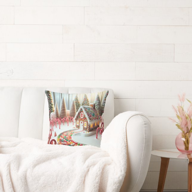 Cojín Decorativo Casa de pan de jengibre con caña de candy (Sofá)