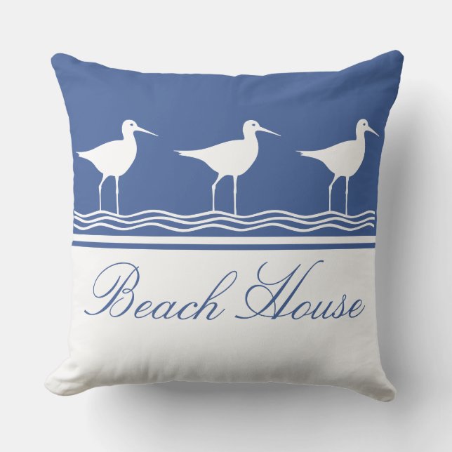 Cojín Decorativo Casa de playa azul Sandpipers (Anverso)