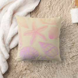 Cojín Decorativo Casa de playa costera rosa ombre concha beige aren