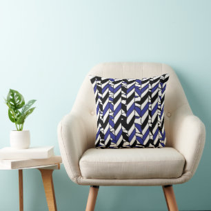 Cojín Decorativo Casa de Playa Náutica Preppy Blanco Negro Azul