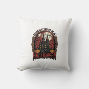 Cojín Decorativo Casa Embrujada Halloween Grabado Antiguo Camiseta 