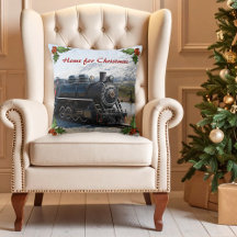Casa en el tren para Navidades Pillow