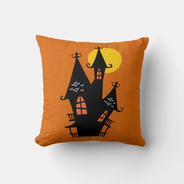 Cojín Decorativo Casa encantada retra de Halloween (Anverso)