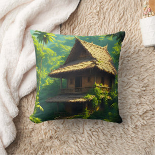 Cojín Decorativo Casa junto al río - Una casa junto al río