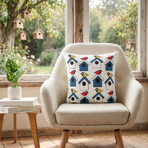 Cojín Decorativo Casa para pájaros Casa de pájaros Coloridos Pájaro