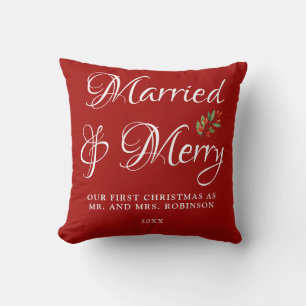 Cojín Decorativo Casados y Alegres Nuestra primera Navidad Casados