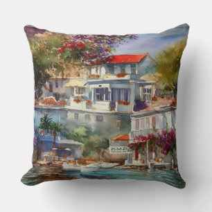 Cojín Decorativo Casas de Bodrum en el borde del agua