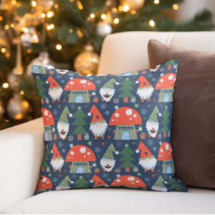 Cojín Decorativo Casas de hongos de gnomos de Navidad Fiesta