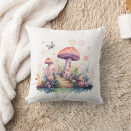 Cojín Decorativo Casas de hongos mágicos místicos coloridos