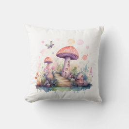 Cojín Decorativo Casas de hongos mágicos místicos coloridos