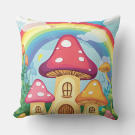 Cojín Decorativo Casas de hongos y arco iris 16
