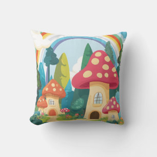 Cojín Decorativo Casas de hongos y arcoíris 12