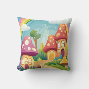 Cojín Decorativo Casas de hongos y arcoíris 13