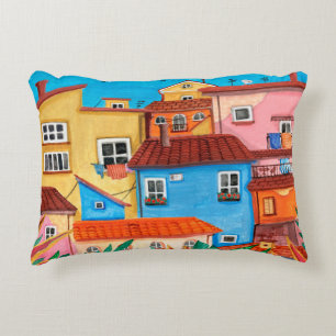Cojín Decorativo Casas italianas. Mano de Gouache
