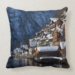 Cojín Decorativo Casas junto al lago de madera en Hallstatt, Austri