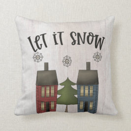 Cojín Decorativo Casas Primitivas de Salto y Copos de Nieve