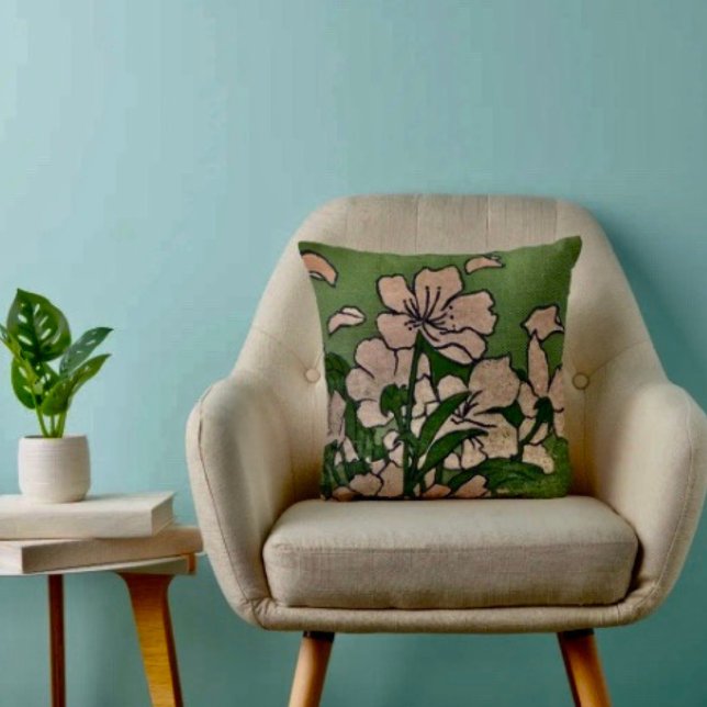 Cojín Decorativo Cascada de Flor de Rosa (Throw Pillow 100% polyester heavyweight stretch material. Hidden zipper Made in the USA.
)