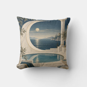 Cojín Decorativo Cascada de la piscina junto al mar en forma de cre