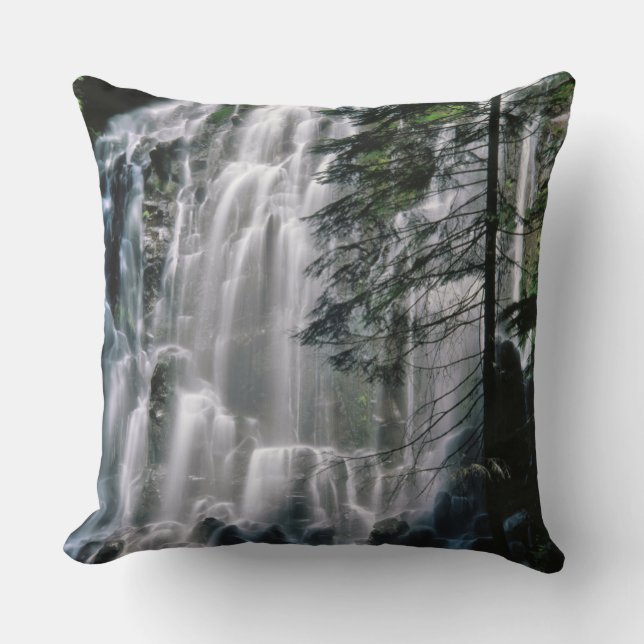 Cojín Decorativo Cascada en bosque, Oregón (Anverso)