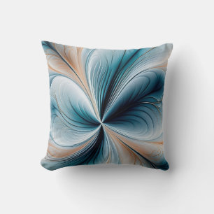 Cojín Decorativo Cascada Floral - Flujo Abstracto de Terciopelo Azu