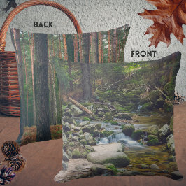 Cojín Decorativo Cascadas forestales y bosques de pinos