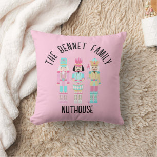 Cojín Decorativo Cascanueces de Navidad Pastel Personalizado Nombre