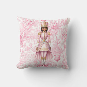 Cojín Decorativo Cascanueces femenino de toile rosa de Navidad
