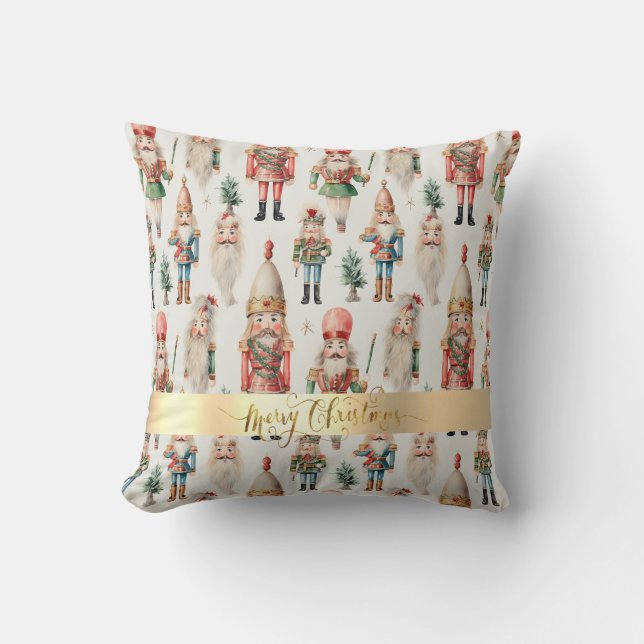 Cojín Decorativo Cascanueces Navideño Feliz Navidad (Anverso)