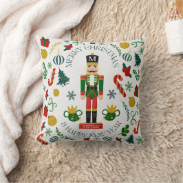 Cojín Decorativo Cascanueces personalizado Feliz Navidad monograma