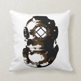 Cojín Decorativo casco antiguo de buceo vintage scuba beach océano