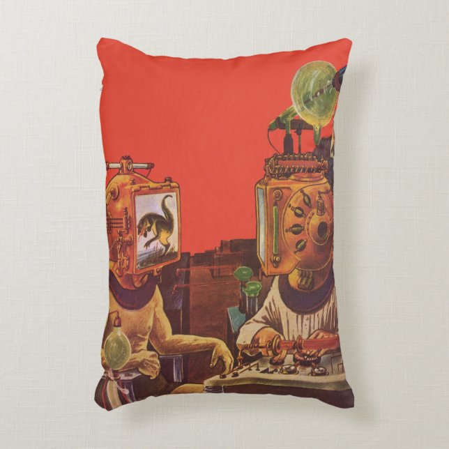 Cojín Decorativo Cascos de vapor de ciencia ficción alienígena vint (Frente (Vertical))