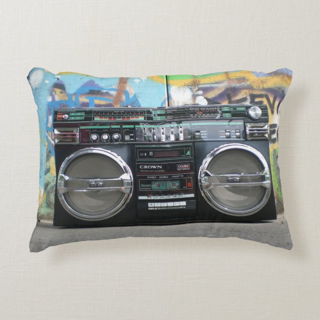 Cojín Decorativo Casete estéreo ochenta de Boombox (Anverso)