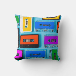 Cojín Decorativo Cassette retro: Colección de fondo azul