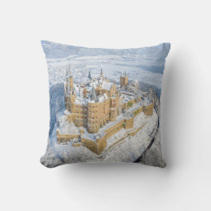 Cojín Decorativo Castillo aéreo Hohenzollern: Alemania nevada.