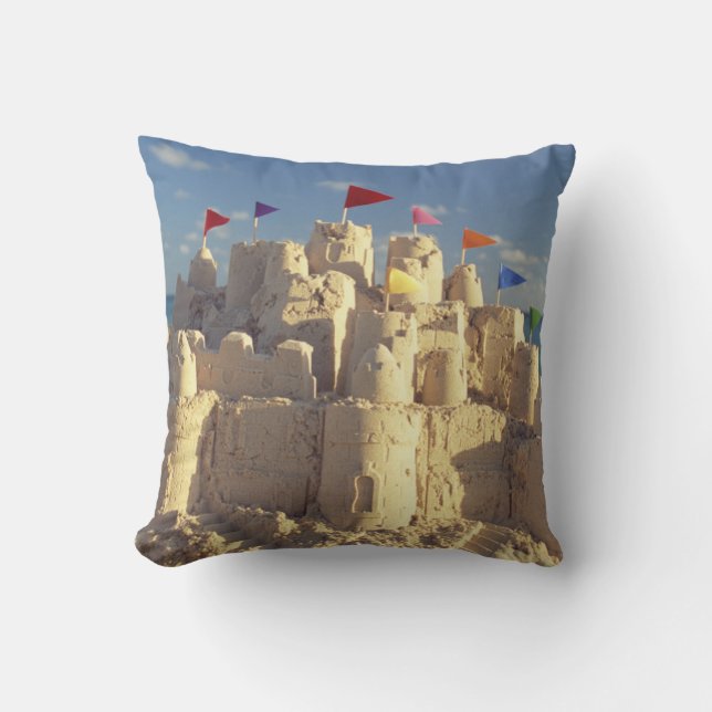 Cojín Decorativo Castillo de arena en la playa (Anverso)